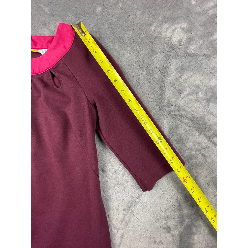 Boden Purple Pink Collar Keyhole Neck 3/4 Sleeve Lined Dress US 2R Colorblock - Picture 8 of 12